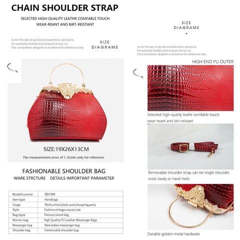 Women's Bucket Bag and Purses Crocodile Leather Crossbody Shoulder Handbags ags Female Trendy Chain Top Handle Bag